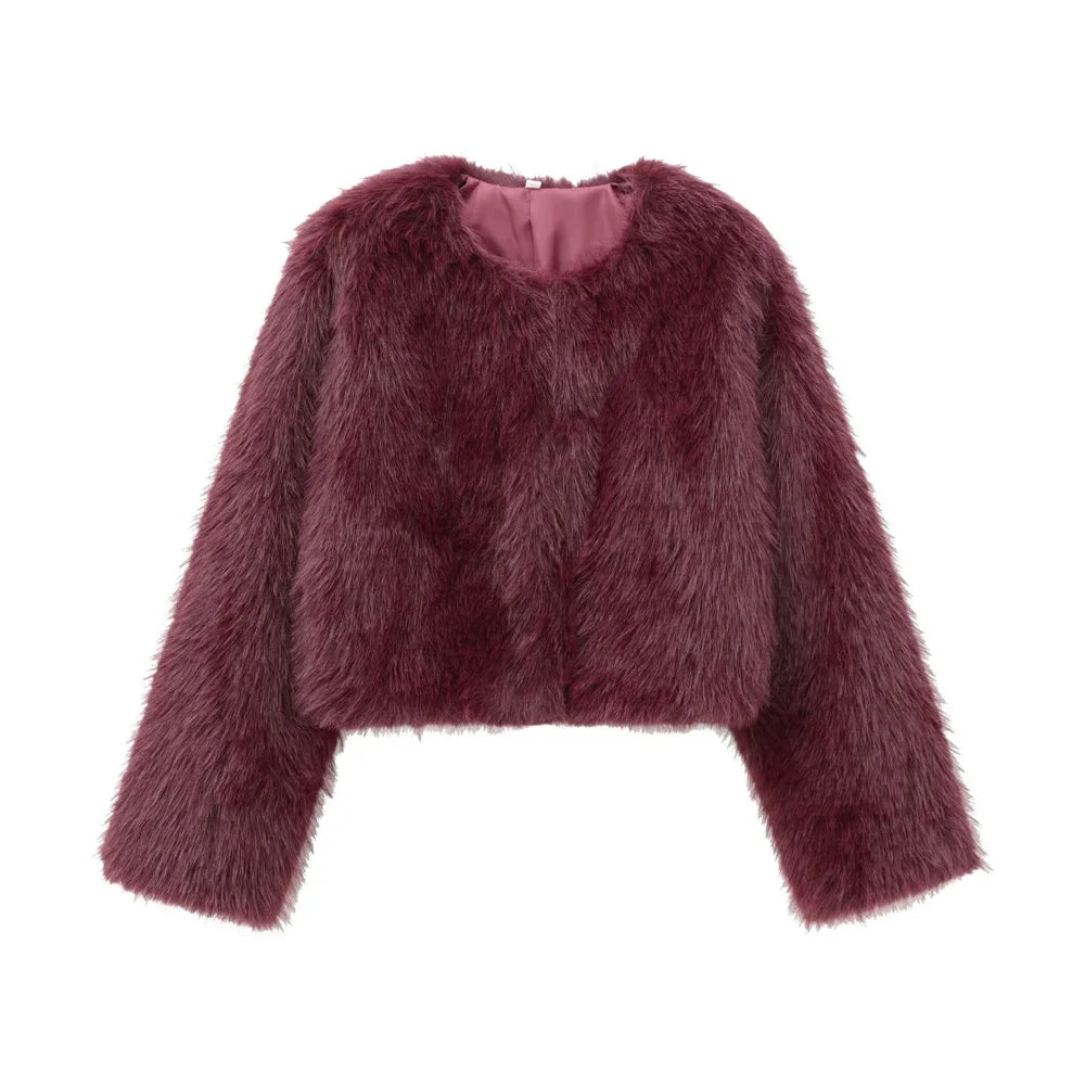 Cropped Faux Fur Coat