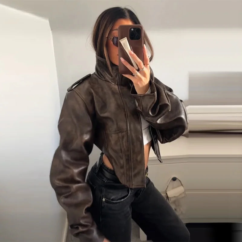 Cropped Leather Jacket