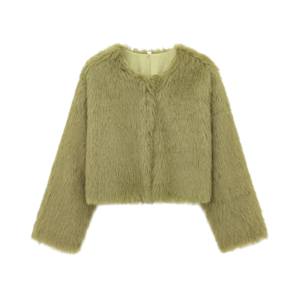 Cropped Faux Fur Coat