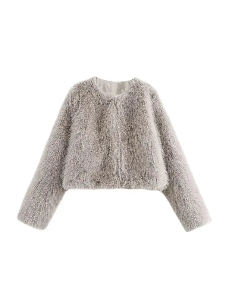 Cropped Faux Fur Coat