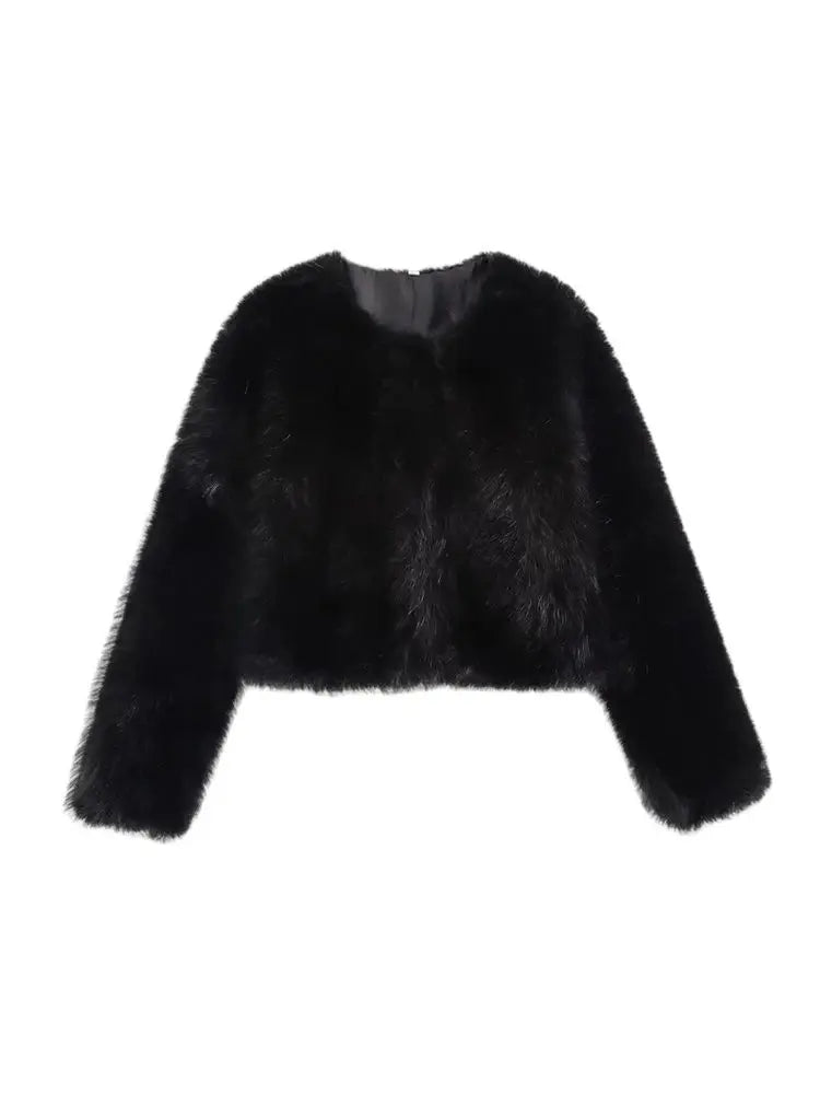 Cropped Faux Fur Coat