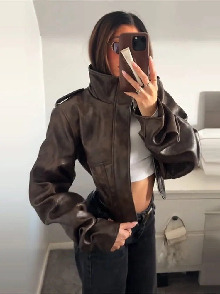 Cropped Leather Jacket