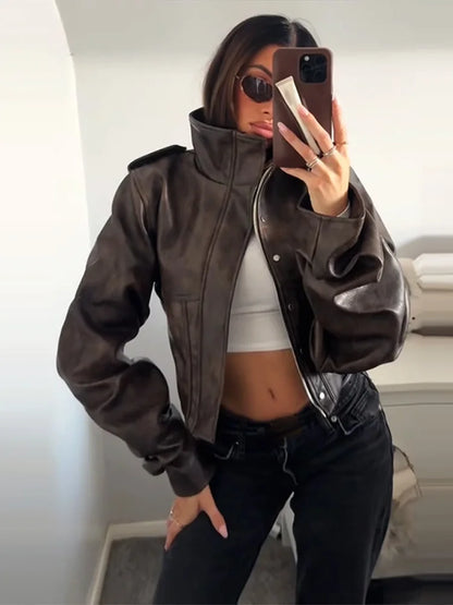 Cropped Leather Jacket