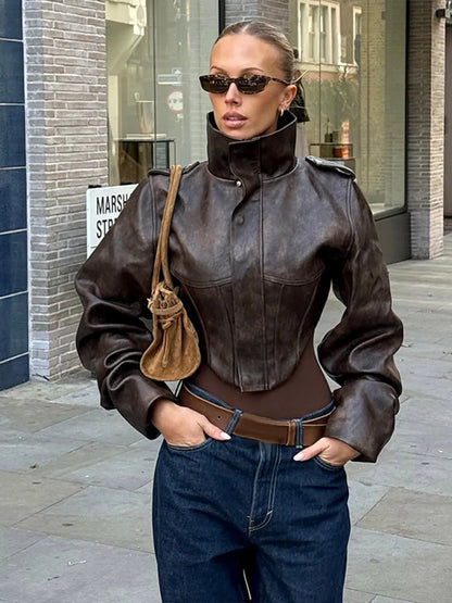 Cropped Leather Jacket