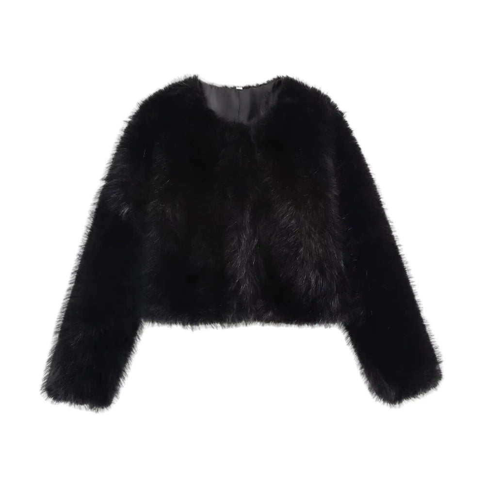 Cropped Faux Fur Coat