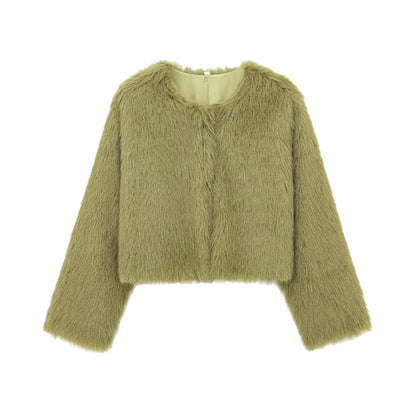 Cropped Faux Fur Coat