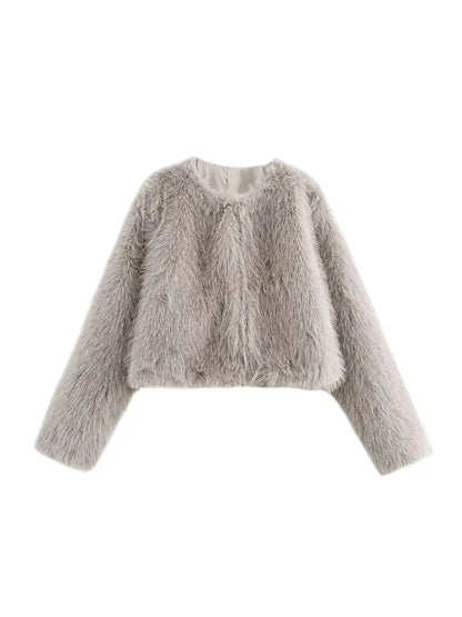 Cropped Faux Fur Coat