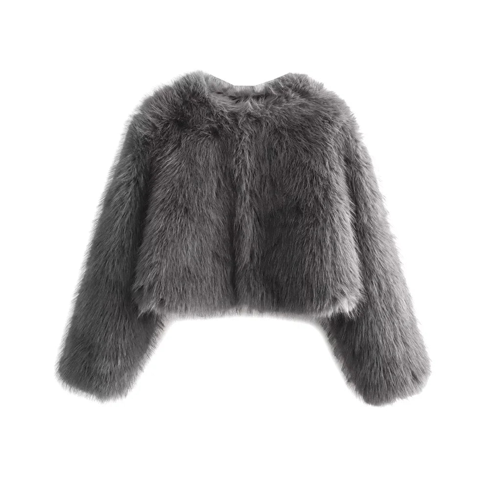 Cropped Faux Fur Coat