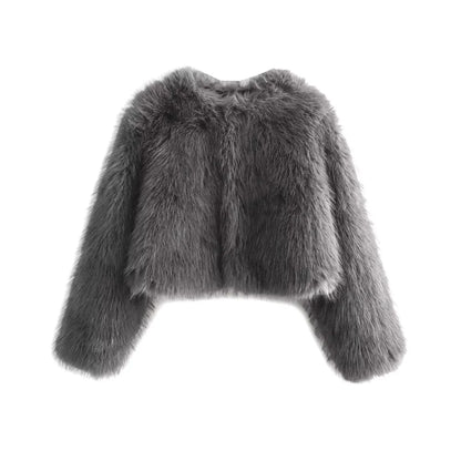 Cropped Faux Fur Coat